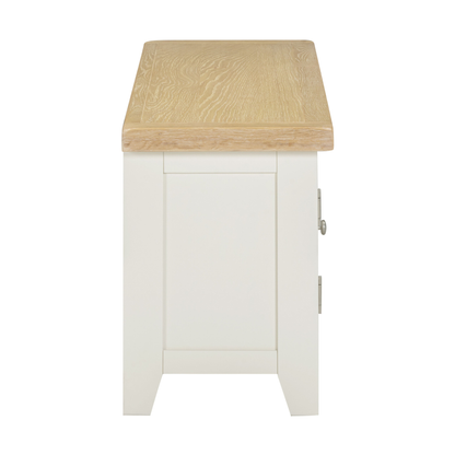 Windsor Straight TV Unit - Ivory/Oak - Hardwood & Plywood