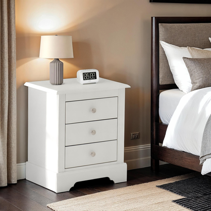 Stratford 3 Drawer Bedside – White Storage