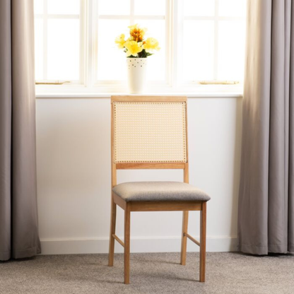 Ellis Dining Chair - Oak Effect & Grey Fabric (Set of 2)