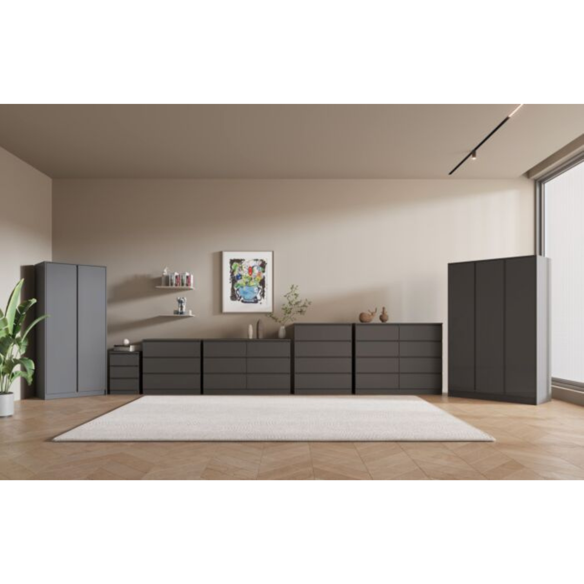Malvern Grey 2 Door Wardrobe with Hanging Rail & Shelf