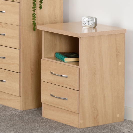Nevada 2 Drawer Bedside – Sonoma Oak Effect Storage