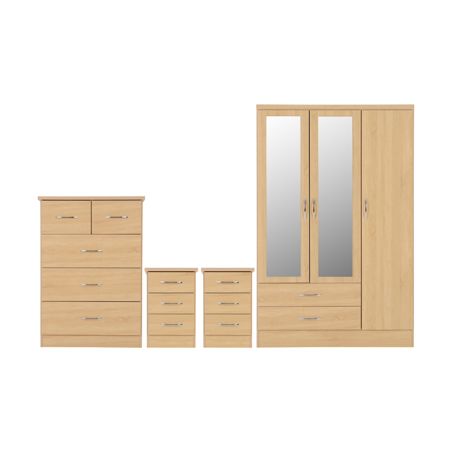Nevada 3 Door 2 Drawer Wardrobe - Sonoma Oak Effect