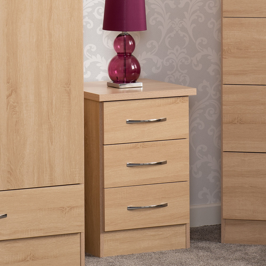 Nevada 3 Drawer Bedside – Sonoma Oak Effect Storage