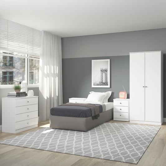 Denver 2 Door Wardrobe Bedroom Set White Gloss