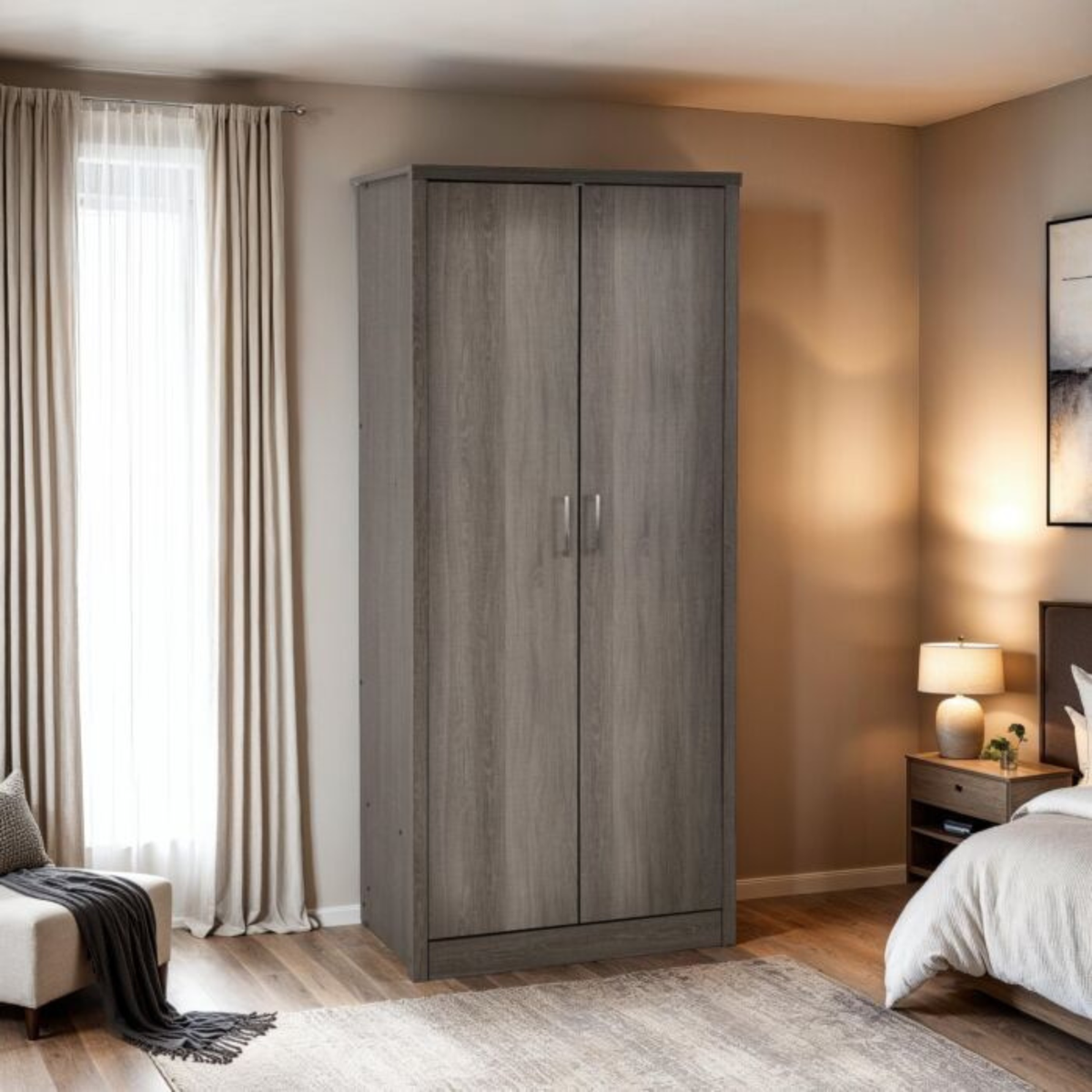 Lisbon 2 Door Wardrobe – Black Wood Grain