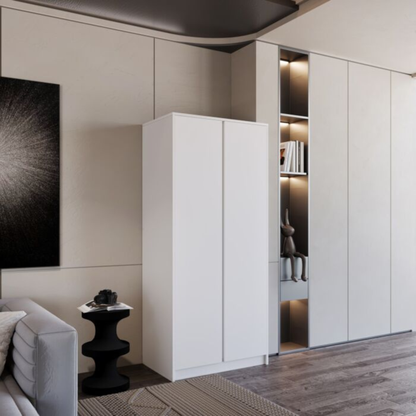 Malvern White 2 Door Wardrobe with Rail & Shelf