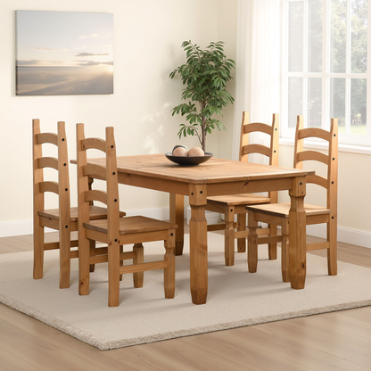 Corona 5' Dining Set with 4 Chairs - Distressed Waxed Pine