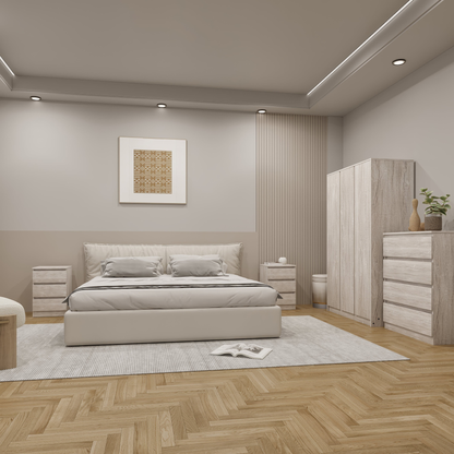 Malvern 3 Door Wardrobe Bedroom Set Urban Snow