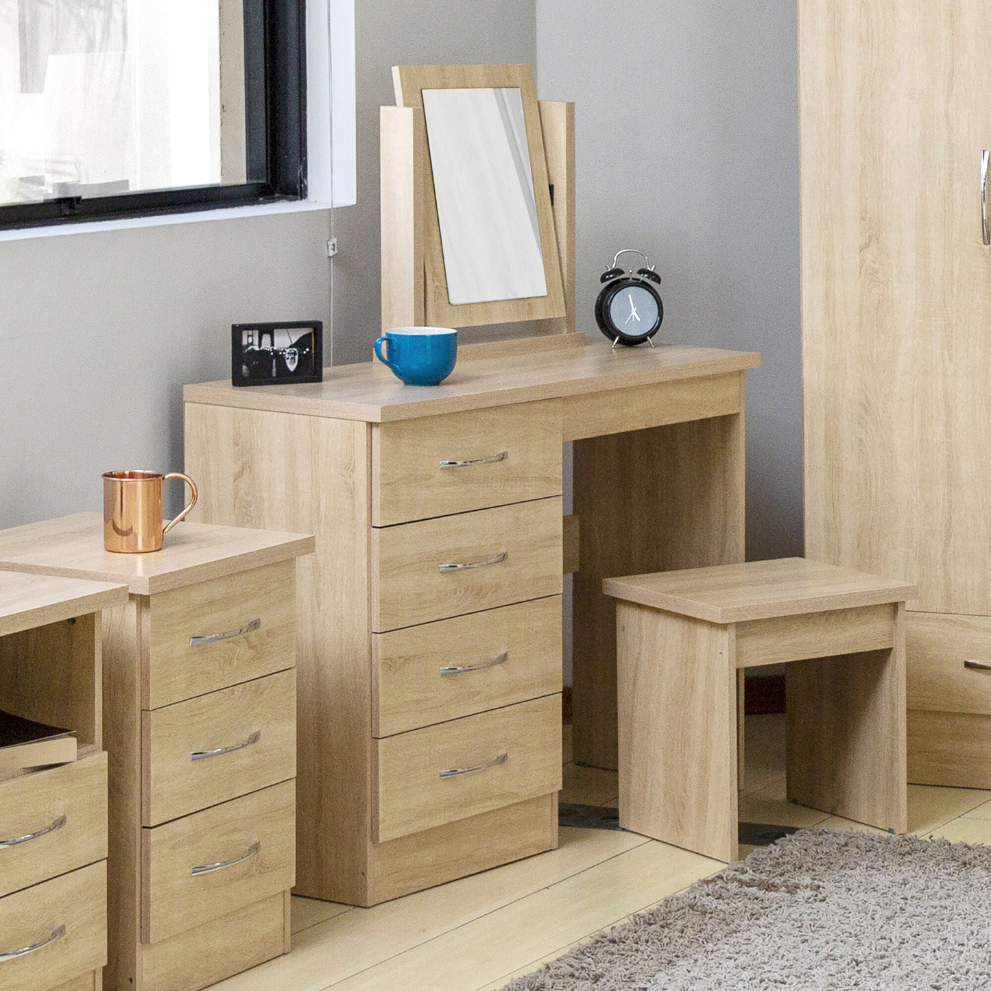 Nevada Dressing Table Set - Sonoma Oak Effect