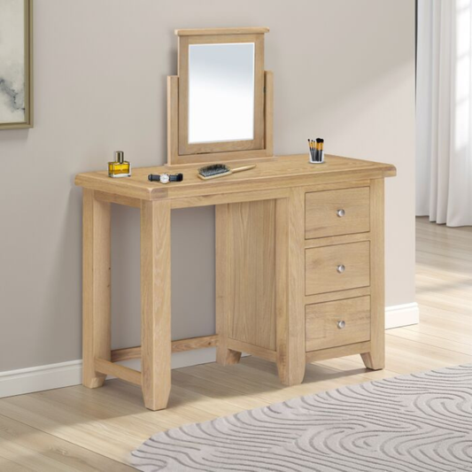 Windsor 3 Drawer Dressing Table & Mirror – Natural Oak