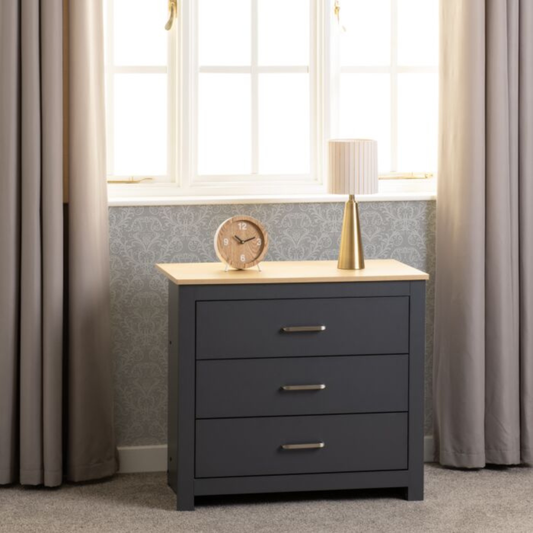 Portland 3 Drawer Chest - Grey/Oak Effect