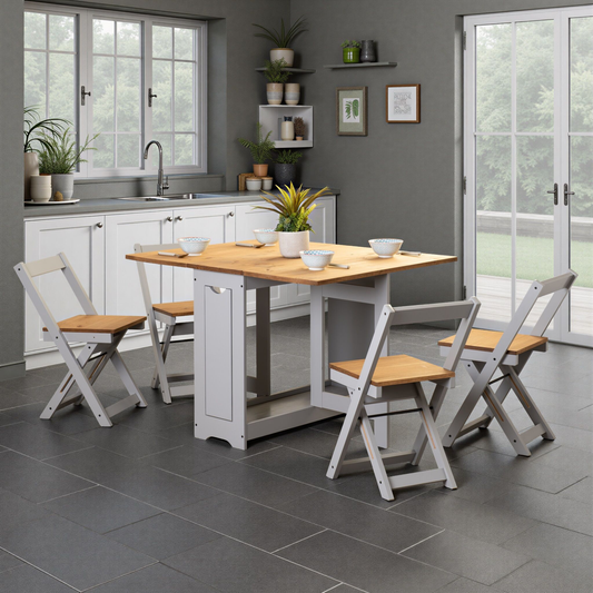 Santos Butterfly Dining Set - Grey Slate/Pine (4 Chairs)