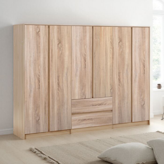 Malvern 6 Door 2 Drawer Wardrobe – Sonoma Oak Effect