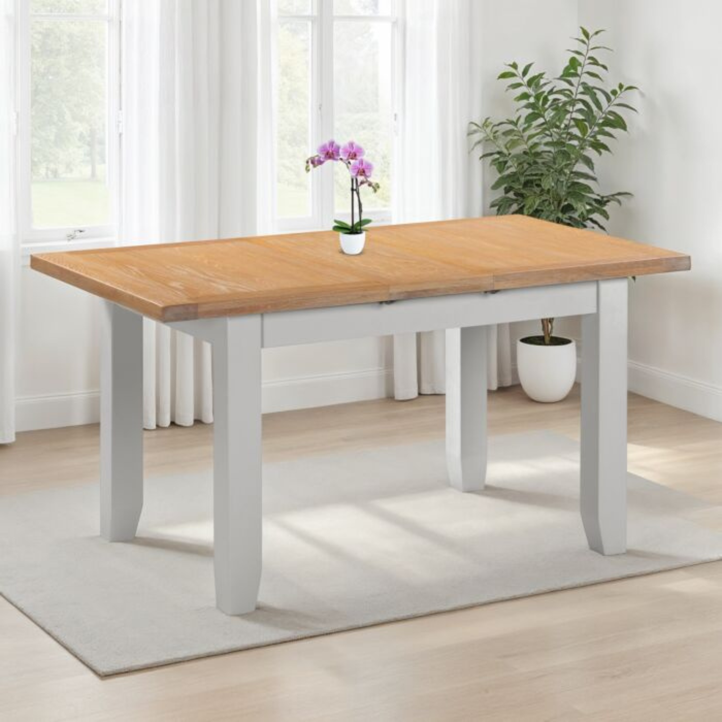 Windsor Extending Dining Table in Pebble Grey & Oak