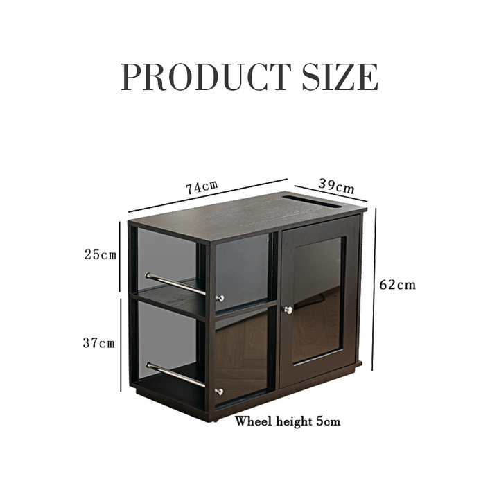 Aglaea Side Table With Storage, Black