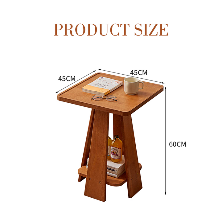 Lev Dne Side Table With Storage, Solid Wood