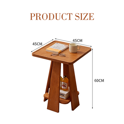 Lev Dne Side Table With Storage, Solid Wood
