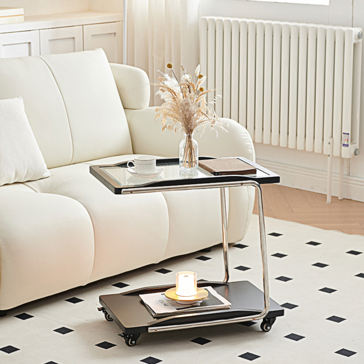 Demetrius Side Table With Trolleys, Black £419.00