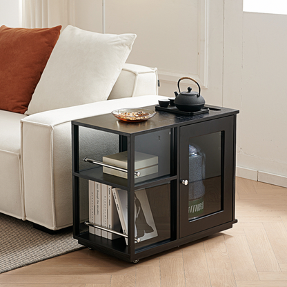Aglaea Side Table With Storage, Black