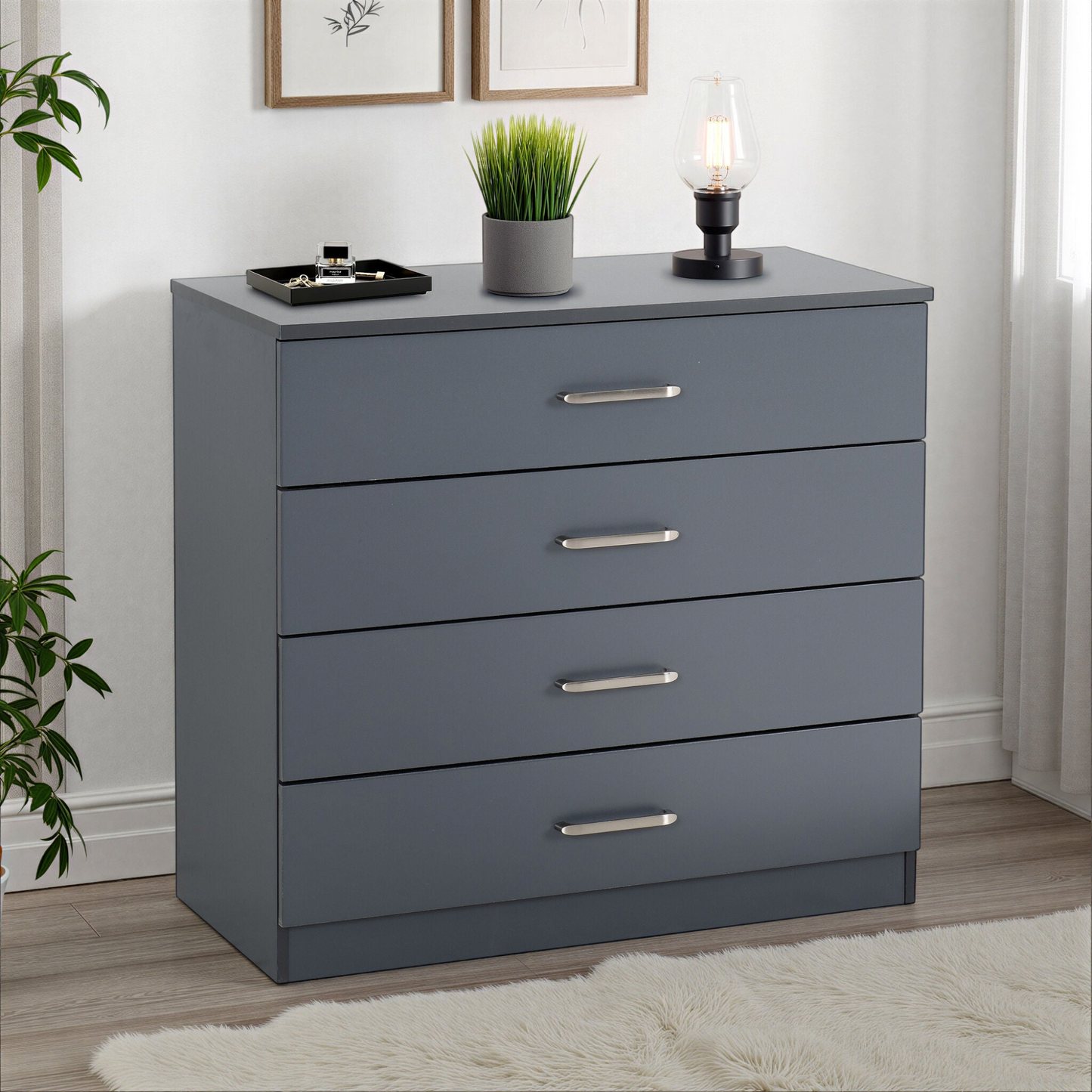 Dakota 4 Drawer Chest – Dark Grey, Stylish Bedroom Storage
