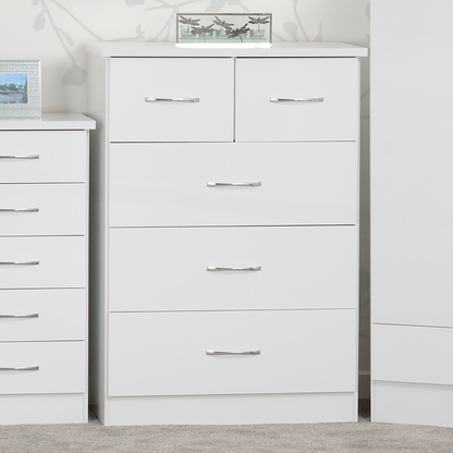 Nevada 3+2 Drawer Chest - White Gloss