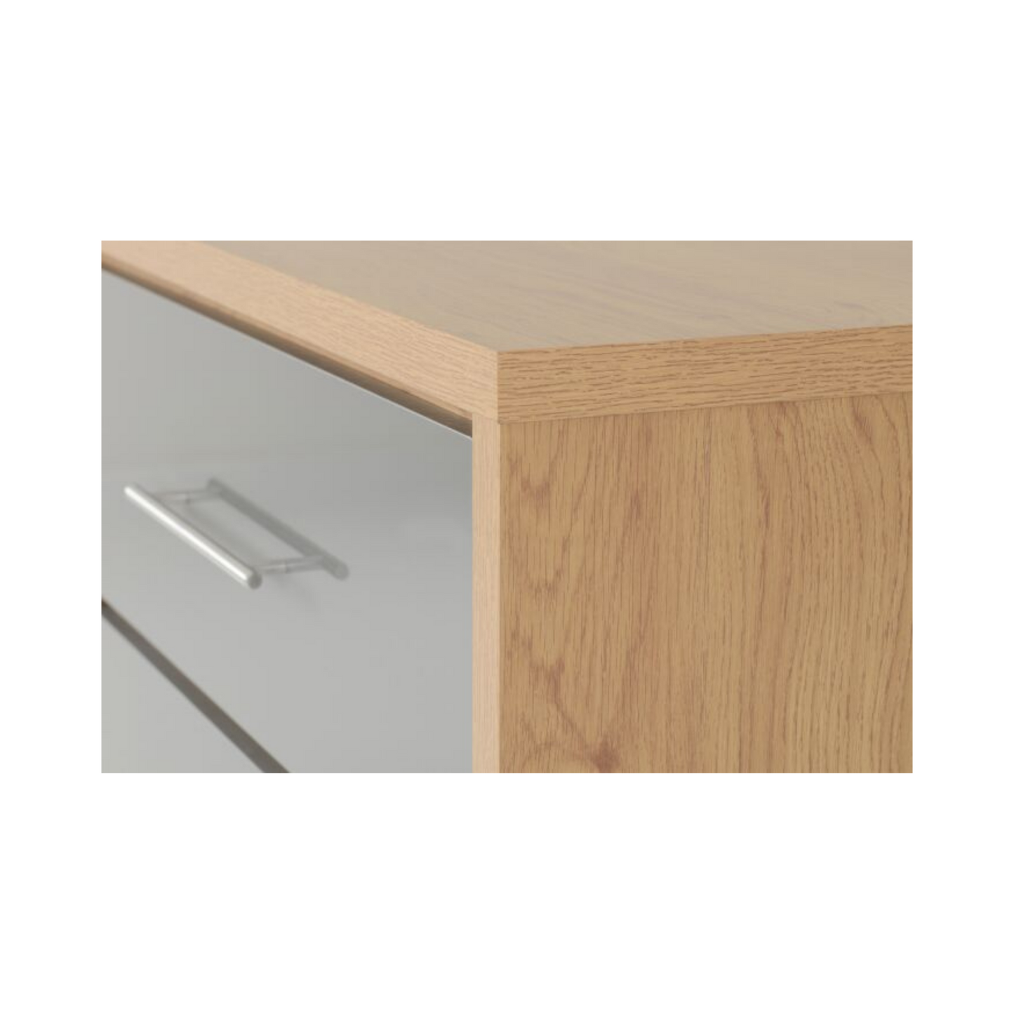Seville 3 Drawer Chest - Grey Gloss/Light Oak Effect