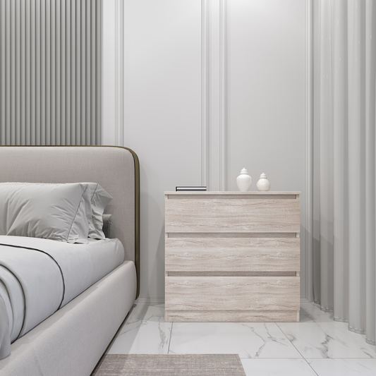 Malvern 3 Drawer Chest – Urban Snow, Stylish Bedroom Storage