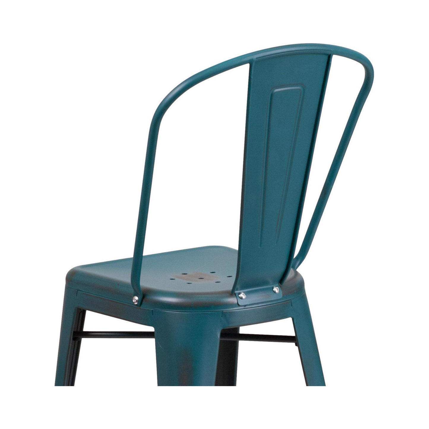 Blake 24" Industrial Metal Bar Stools Set of 4 - Distressed Blue-Teal