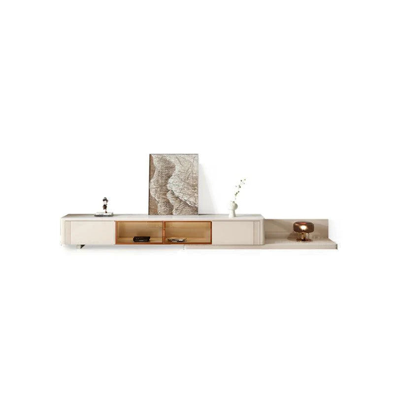 Eudora Modern Nesting Coffee Table Set With TV Stand, Cream And Grey