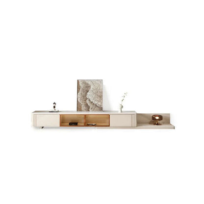 Eudora Modern Nesting Coffee Table Set With TV Stand, Cream And Grey