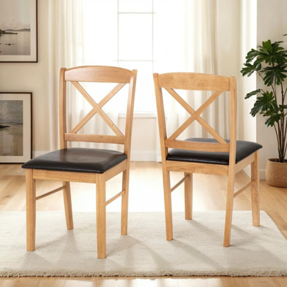 Mason Dining Chair - Oak Varnish/Brown PU (Set of 2)