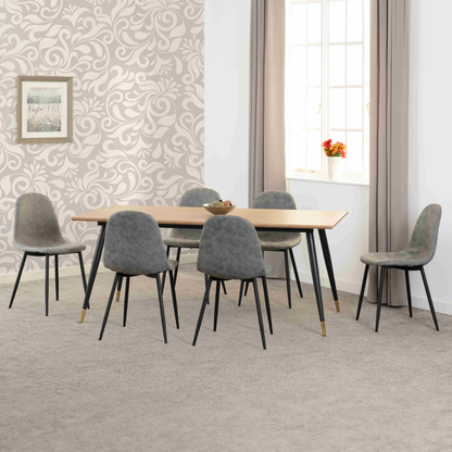 Hamilton & Athens Dining Set (6 Chairs) - Oak/Grey Faux Leather