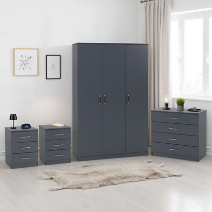 Dakota 3 Door Wardrobe Bedroom Set - Dark Grey