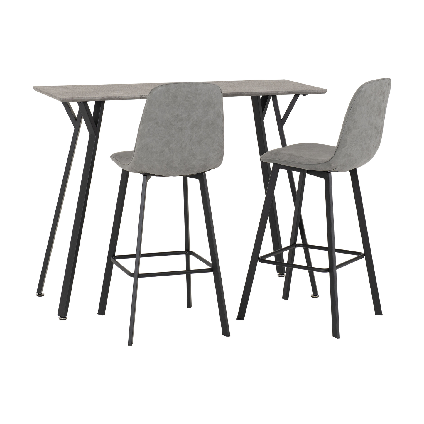 Quebec Bar Table Set - Concrete Effect/Grey Faux Leather