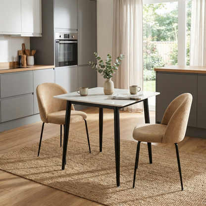 Nova Sintered Stone Dining Table – 70x70cm Cream Marble