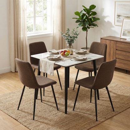 Esme Pack of 2 Dark Brown Fabric Dining Chairs