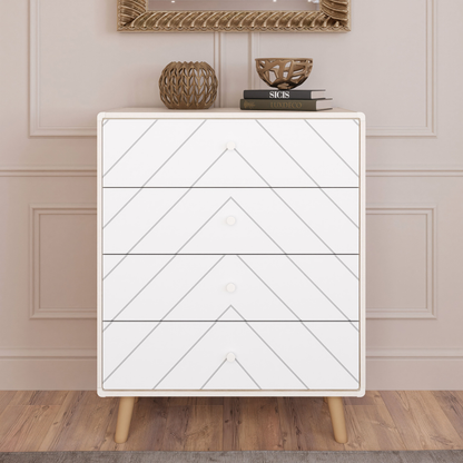 Dixie 4 Drawer Chest – Dusty Grey/White, Modern Bedroom Storage