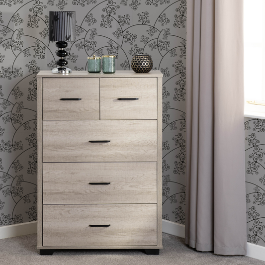 Oliver 3+2 Drawer Chest - Light Oak Effect