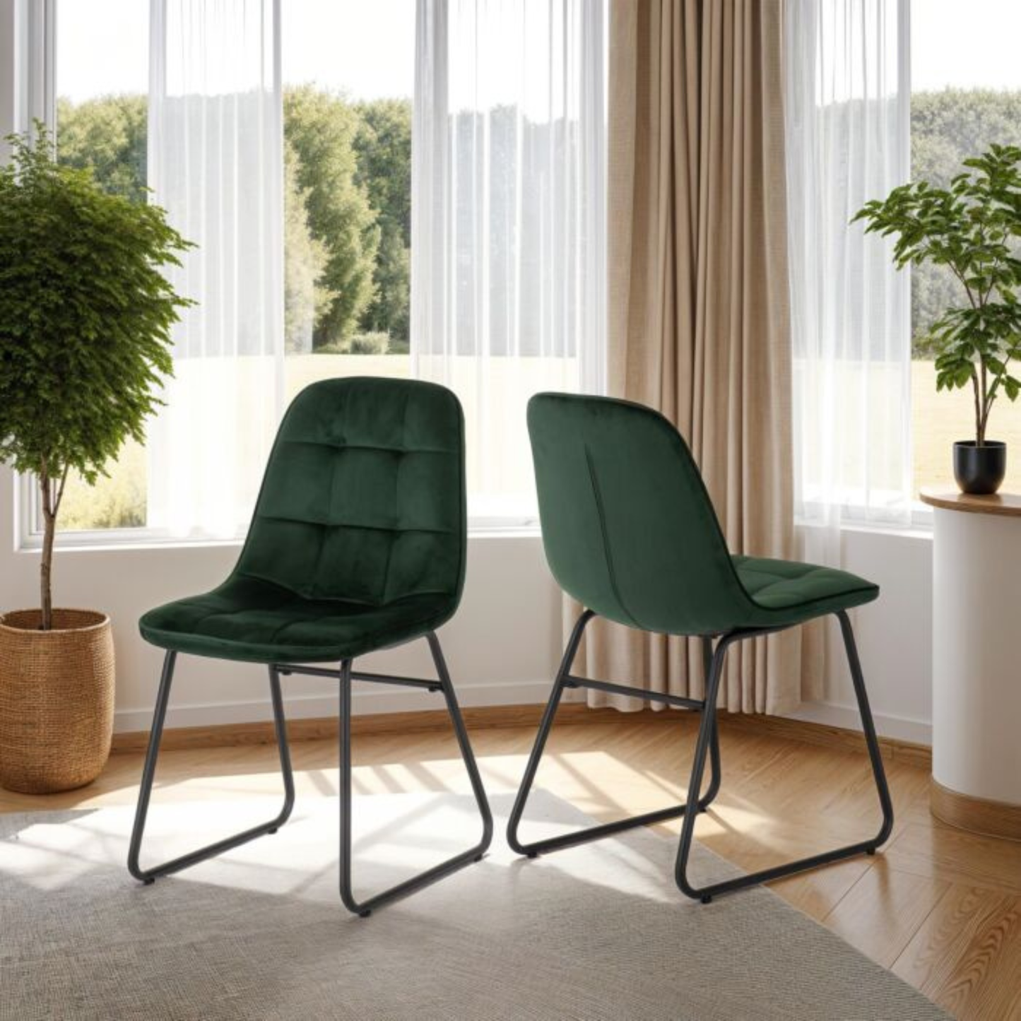 Lukas Dining Chair - Emerald Green Velvet (Set of 2)