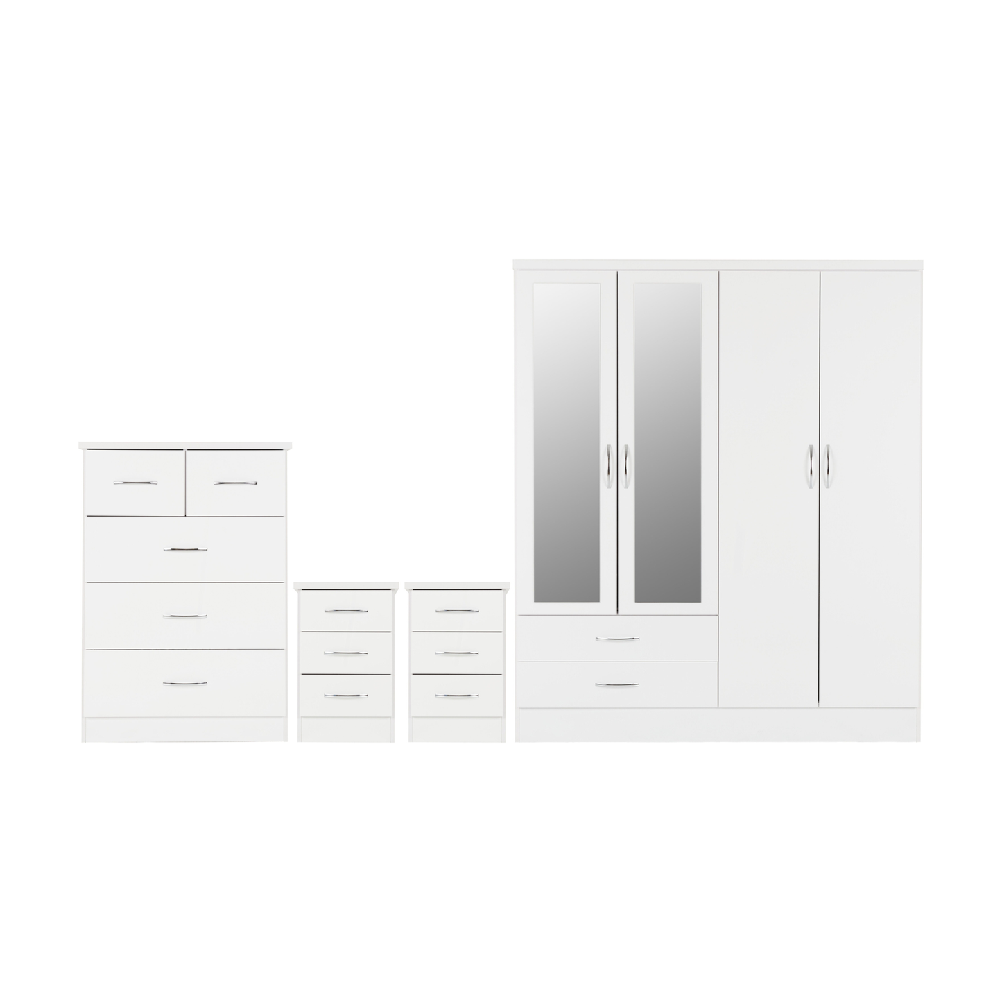 Nevada 4 Door 2 Drawer Wardrobe - White Gloss