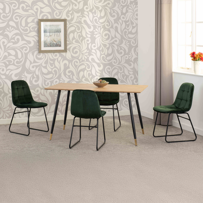 Hamilton & Lukas Medium Dining Set (4 Chairs) - Oak/Emerald Green Velvet