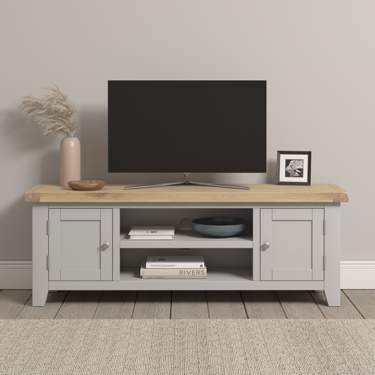 Windsor TV Unit - Pebble Grey/Oak