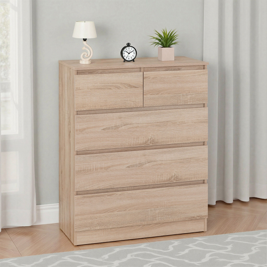 Malvern 3+2 Drawer Chest – Sonoma Oak Effect, Stylish Storage Solution