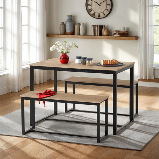 Lincoln 1+2 Dining Bench Set - Sonoma Oak/Black