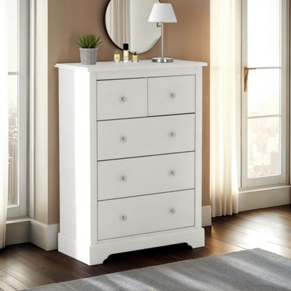 Stratford 3+2 Drawer Chest - White Storage Solution