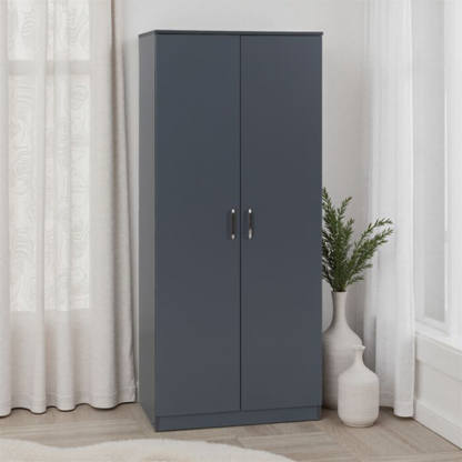 Dakota 2 Door Wardrobe – Dark Grey | Compact Hanging Storage