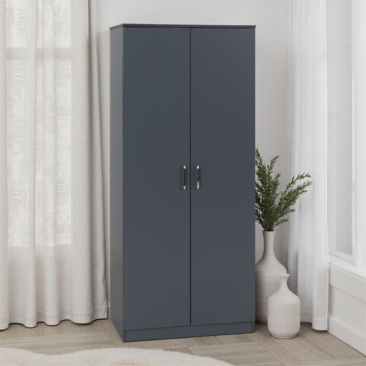 Dakota 2 Door Wardrobe – Dark Grey | Compact Hanging Storage