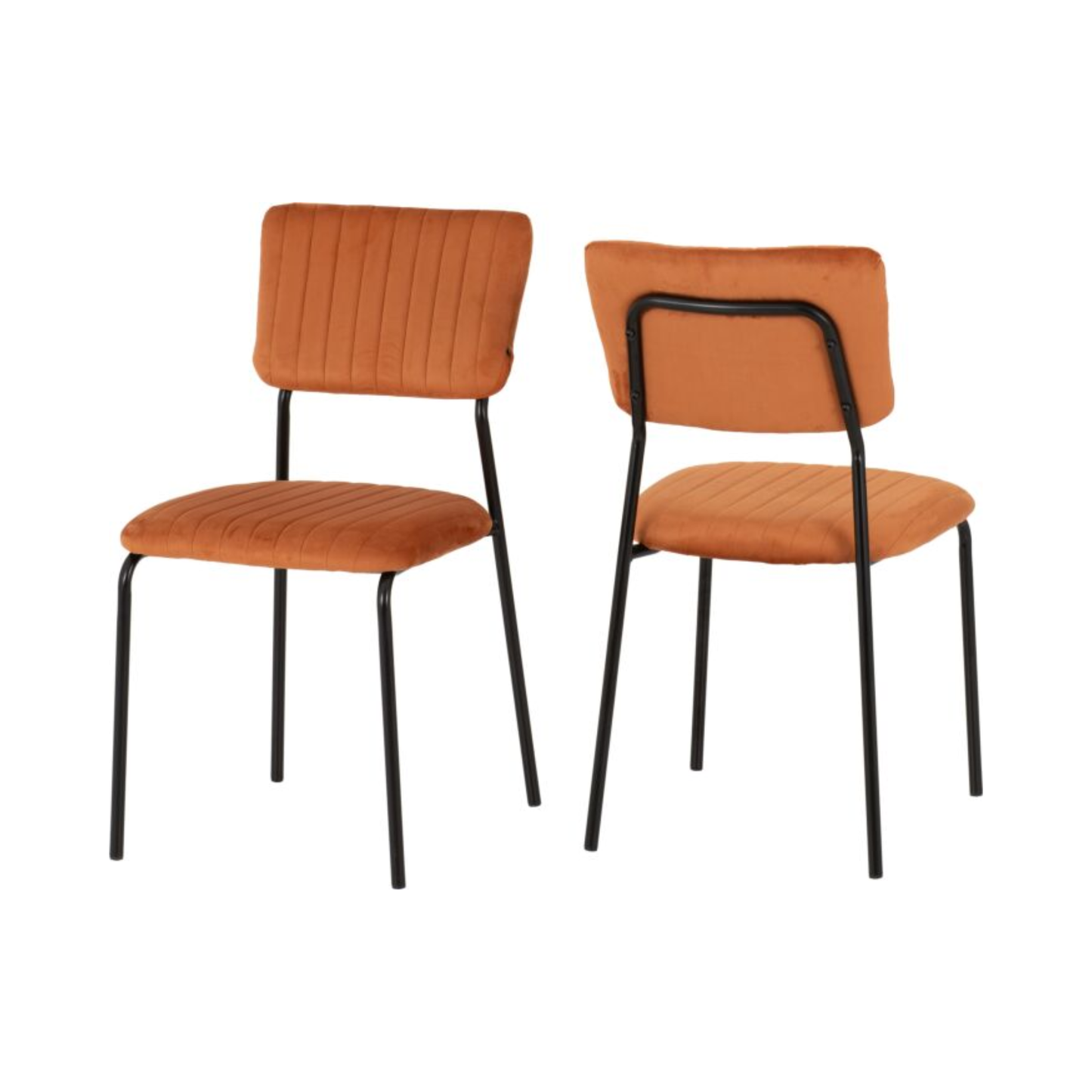 Sheldon Dining Chair Set - Burnt Orange Velvet Fabric (Pack of 4)