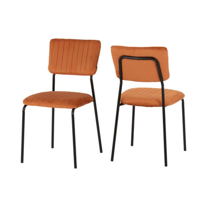 Sheldon Dining Chair Set - Burnt Orange Velvet Fabric (Pack of 4)