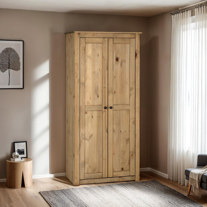 Panama 2 Door Wardrobe - Natural Wax Finish